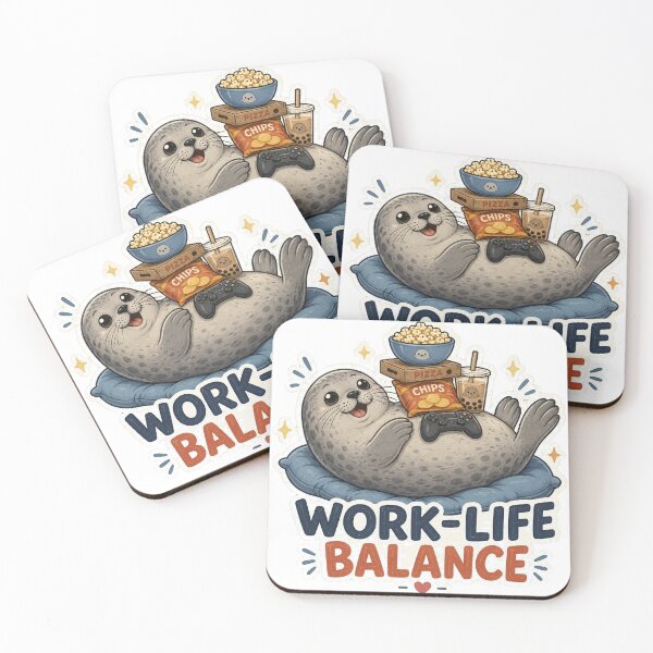 Item preview, Work-Life Balance – Funny Seal Snack Lover Meme designed and sold by NarpLTD.