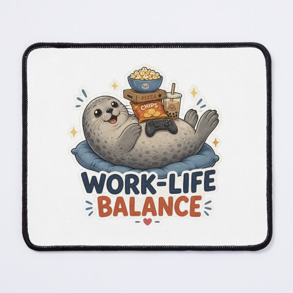 Item preview, Work-Life Balance – Funny Seal Snack Lover Meme designed and sold by NarpLTD.