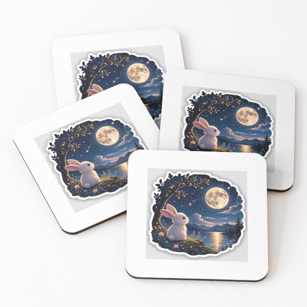 Item preview, Cute Rabbit Under Crescent Moon Aesthetic designed and sold by Monesh-Studio.