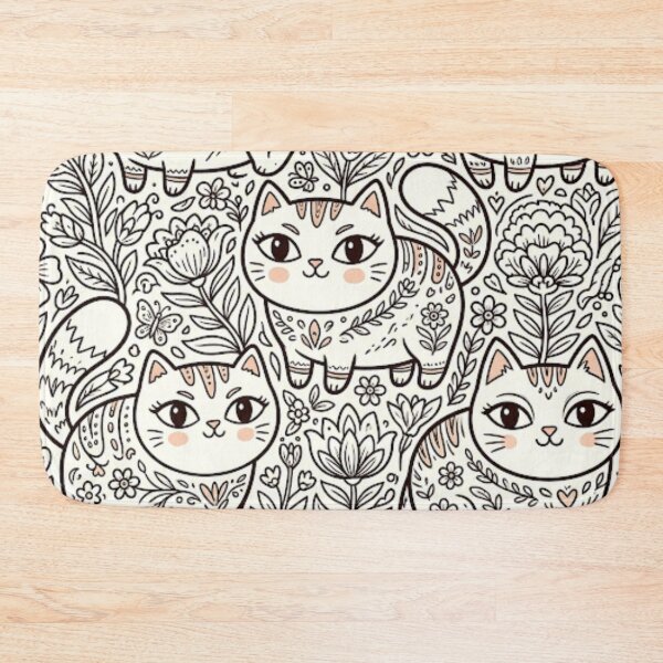 Item preview, Color Your Own Folk Art Cats designed and sold by Iampoji.