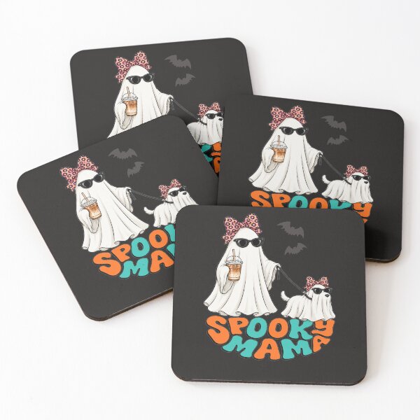 Item preview, Retro Spooky Mama Ghost Walking Ghost Dog Halloween designed and sold by tamdevo1.