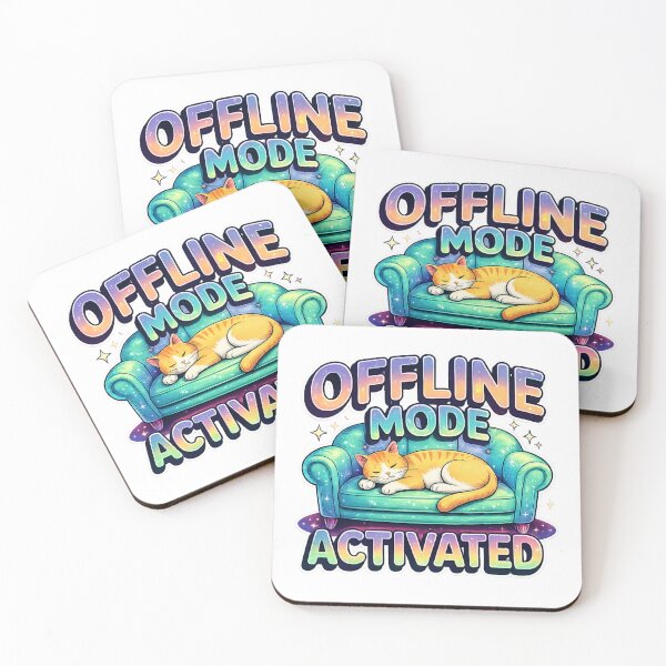 Item preview, Offline Mode Activated Sticker - Retro 90s Sleeping Cat Graphic designed and sold by VYBEHAUS.