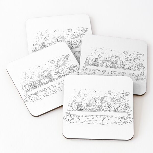 Item preview, Cosmic Last Supper Space Astronaut Line Art Illustration designed and sold by Blupunk.