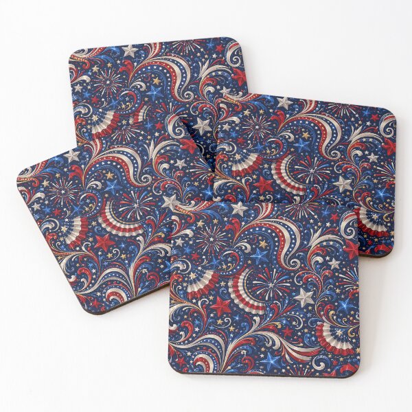 Item preview, Patriotic Stars Fireworks Swirl Pattern designed and sold by Rui Huang.