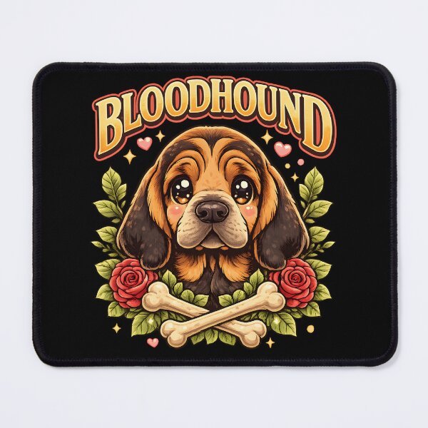 Item preview, Bloodhound Puppy Roses & Bones – Cute Kawaii Dog Lover Design designed and sold by blankTeeShirt.