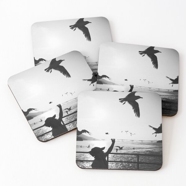 Item preview, Seagulls Over Korean Waters – Black and White Cruise Boat Photography designed and sold by UrbanNoirMood.
