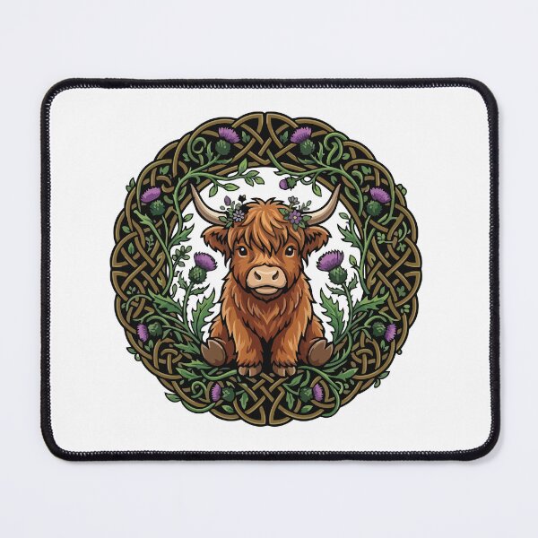 Item preview, Floral Highland Cow Celtic Knot Scottish Thistle designed and sold by ArcApparel2020.