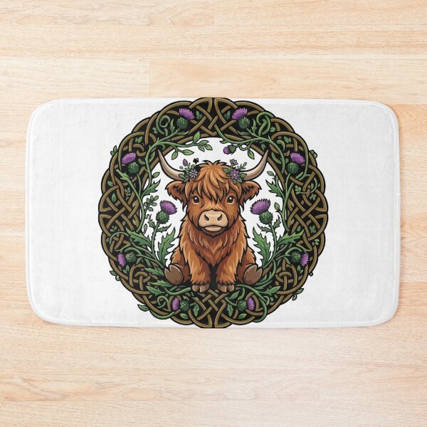 Item preview, Floral Highland Cow Celtic Knot Scottish Thistle designed and sold by ArcApparel2020.