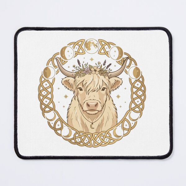 Item preview, Celestial Highland Cow Moon Phase Celtic Knot designed and sold by ArcApparel2020.