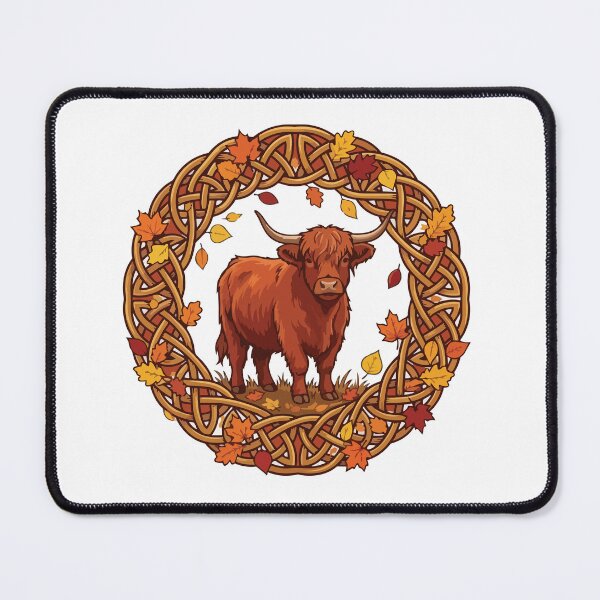 Item preview, Autumn Fall Leaves Highland Cow Celtic Knot designed and sold by ArcApparel2020.