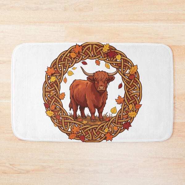 Item preview, Autumn Fall Leaves Highland Cow Celtic Knot designed and sold by ArcApparel2020.