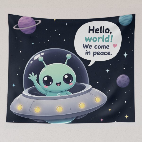 Item preview, Cute Alien Hello World Peace Sticker designed and sold by 0606PM.