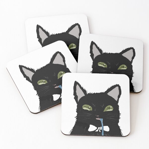 Item preview, Black cat drooling meme designed and sold by MysticRacoon6.