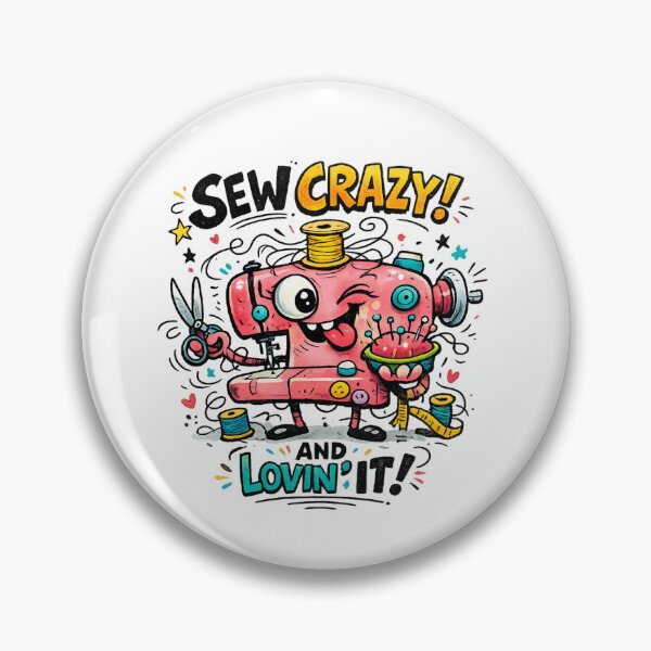 Item preview, Sew Crazy and Lovin' It | Funny Retro Vintage Sewing Cartoon designed and sold by EverStitchStudio ★★★★★.