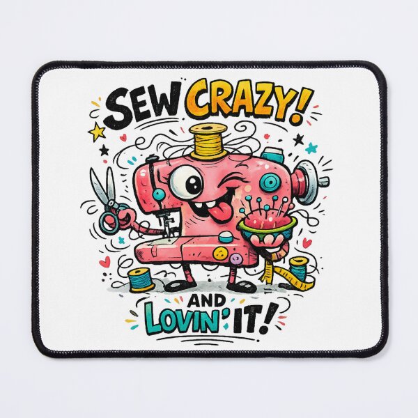Item preview, Sew Crazy and Lovin' It | Funny Retro Vintage Sewing Cartoon designed and sold by EverStitchStudio ★★★★★.