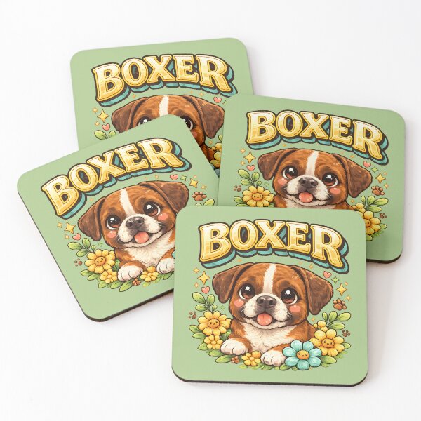 Item preview, Cute Boxer Puppy Floral Portrait – Kawaii Dog Lover Design designed and sold by blankTeeShirt.
