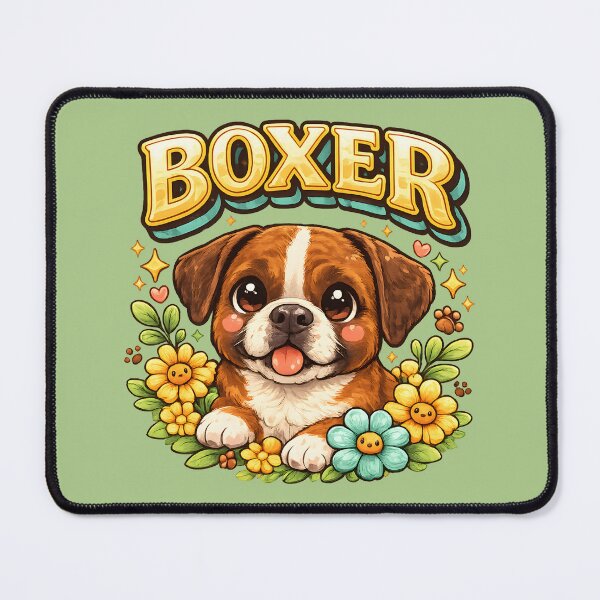 Item preview, Cute Boxer Puppy Floral Portrait – Kawaii Dog Lover Design designed and sold by blankTeeShirt.