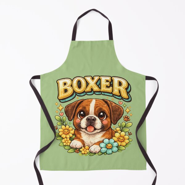 Item preview, Cute Boxer Puppy Floral Portrait – Kawaii Dog Lover Design designed and sold by blankTeeShirt.