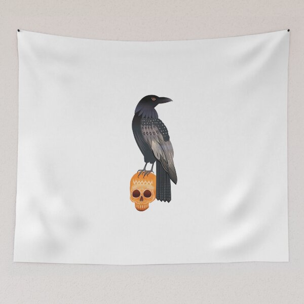Item preview, Scandinavian Folk Art, Raven Standing On a Skull designed and sold by xiao xuans.