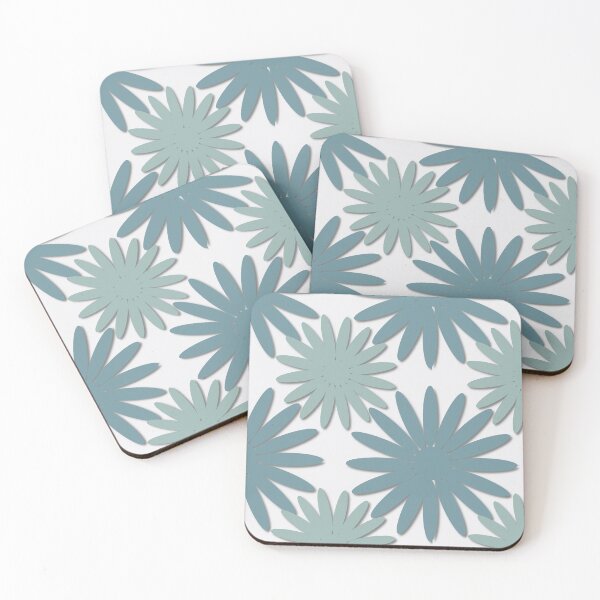Item preview, Modern Abstract Teal Blue Daisy Floral Motif Pattern designed and sold by WD-Artist.