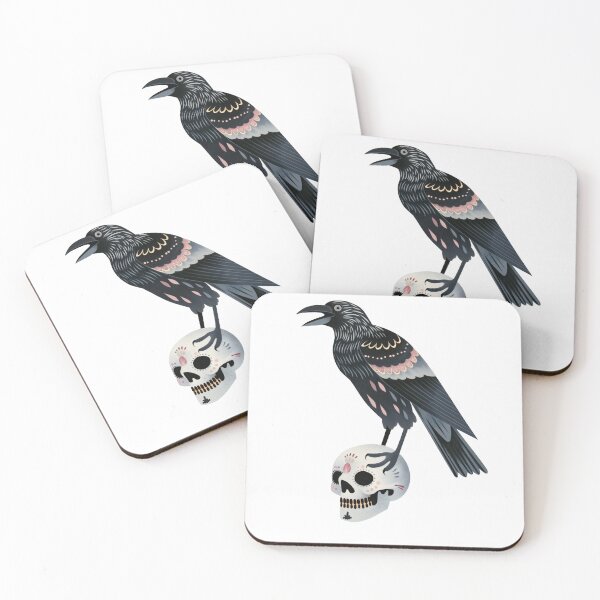 Item preview, Scandinavian Folk Art, Raven Standing On a Skull designed and sold by xiao xuans.