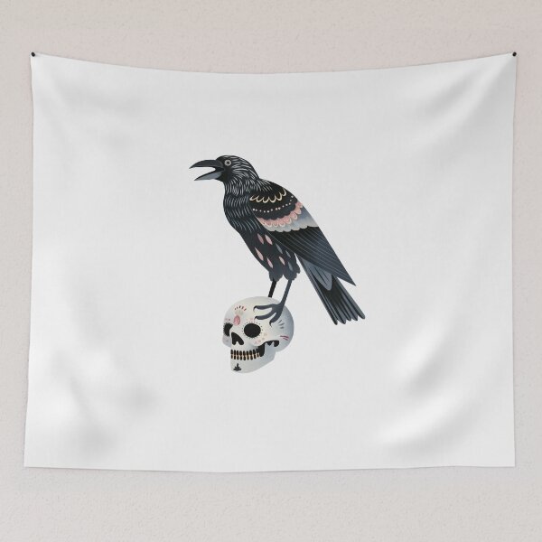 Item preview, Scandinavian Folk Art, Raven Standing On a Skull designed and sold by xiao xuans.