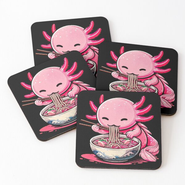 Item preview, Cute Pink Axolotl Eating Japanese Ramen Noodles Kawaii designed and sold by Vermanartist.