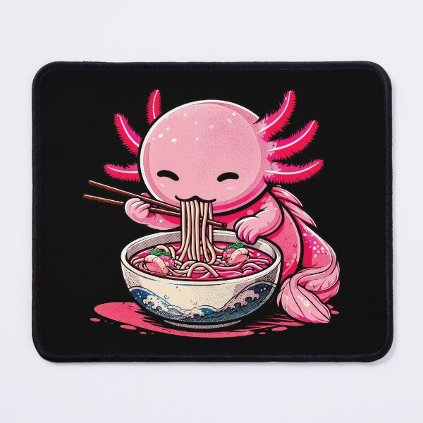 Item preview, Cute Pink Axolotl Eating Japanese Ramen Noodles Kawaii designed and sold by Vermanartist.