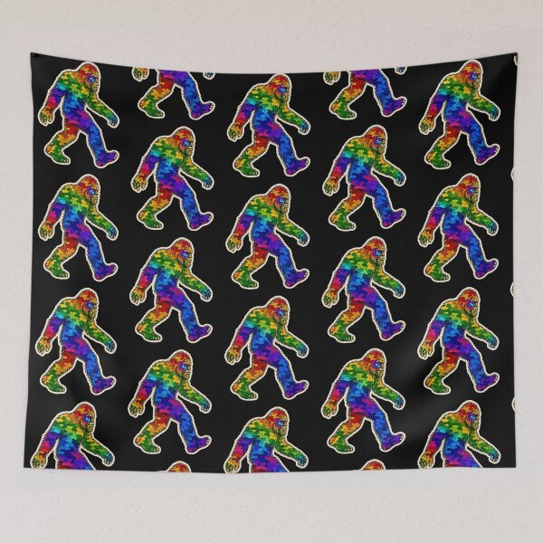 Item preview, Rainbow Camo Sasquatch: Colorful Camouflage Bigfoot Silhouette designed and sold by Swanny's Custom T-shirt and Gift Designs.