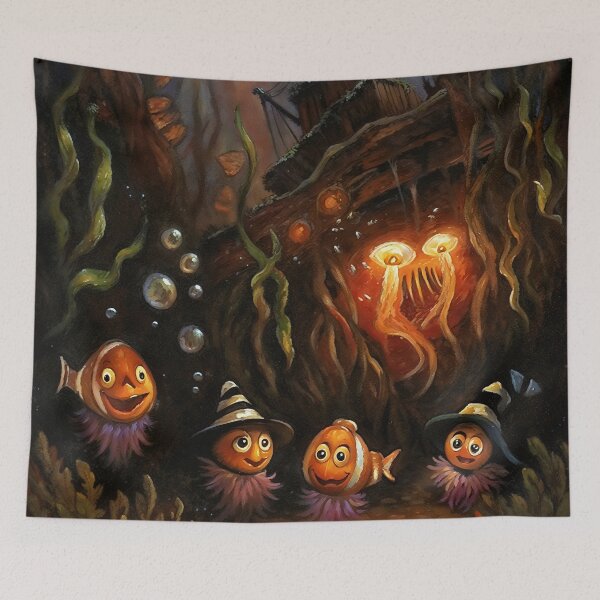 Item preview, Underwater Halloween Fish Witch Cute Spooky Art designed and sold by DarkHolyQueen.