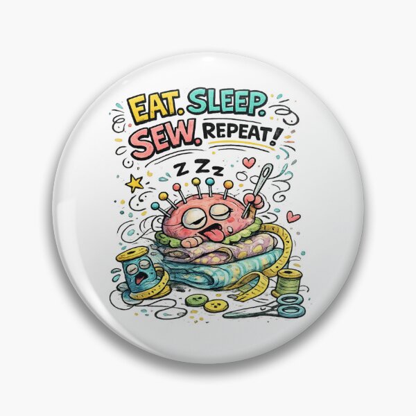 Item preview, Eat. Sleep. Sew. Repeat. | Funny Retro Vintage Sewing Cartoon designed and sold by EverStitchStudio ★★★★★.