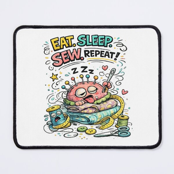 Item preview, Eat. Sleep. Sew. Repeat. | Funny Retro Vintage Sewing Cartoon designed and sold by EverStitchStudio ★★★★★.
