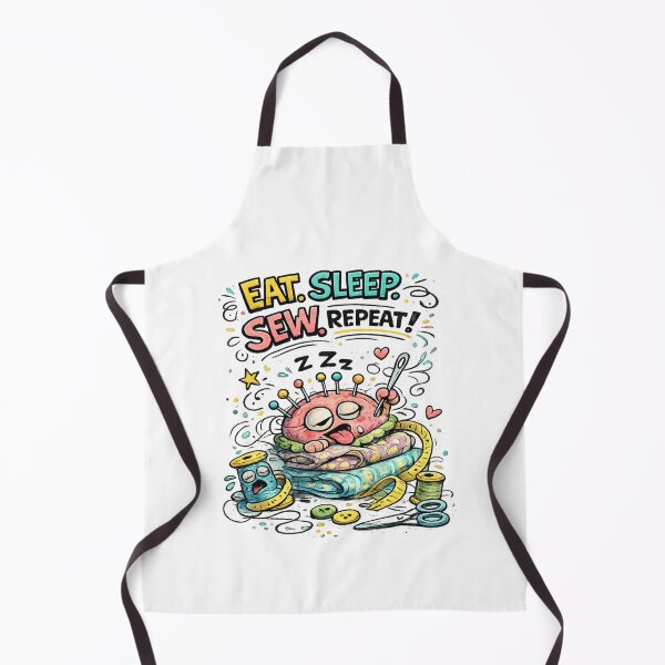 Item preview, Eat. Sleep. Sew. Repeat. | Funny Retro Vintage Sewing Cartoon designed and sold by EverStitchStudio ★★★★★.