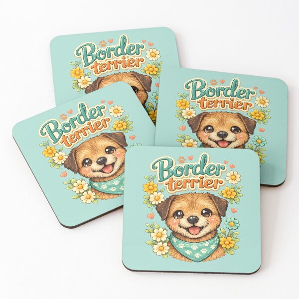 Item preview, Cute Border Terrier Floral Puppy Illustration designed and sold by blankTeeShirt.