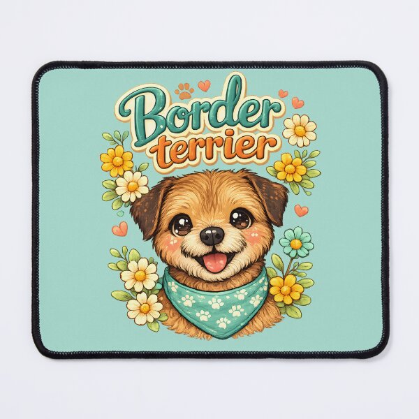 Item preview, Cute Border Terrier Floral Puppy Illustration designed and sold by blankTeeShirt.