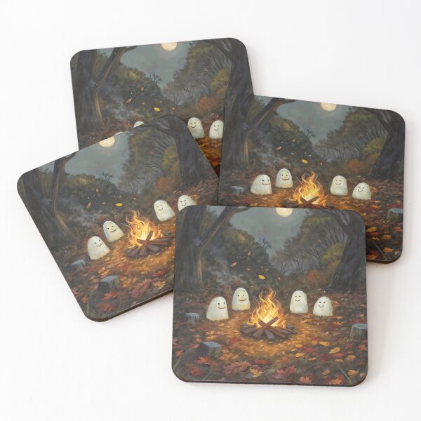 Item preview, Cute Ghosts Campfire Autumn Forest Halloween Graphic designed and sold by DarkHolyQueen.