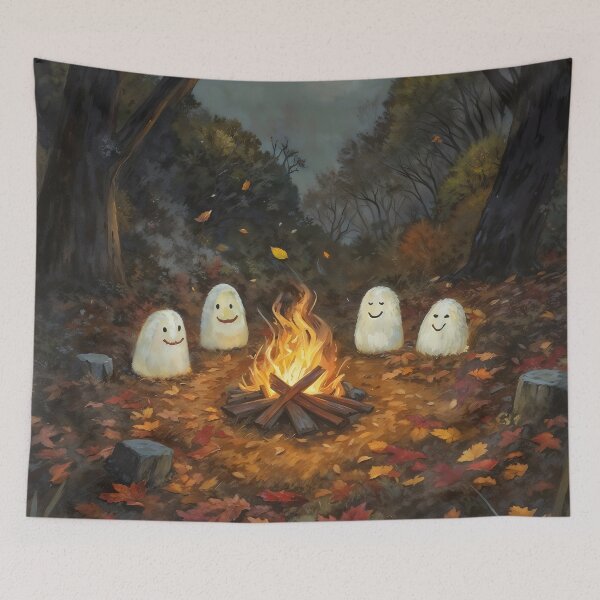 Item preview, Cute Ghosts Campfire Autumn Forest Halloween Graphic designed and sold by DarkHolyQueen.