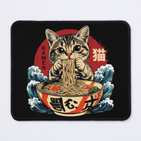 Item preview, Kawaii Cat Eating Japanese Ramen Noodles Vintage Wave designed and sold by Vermanartist.