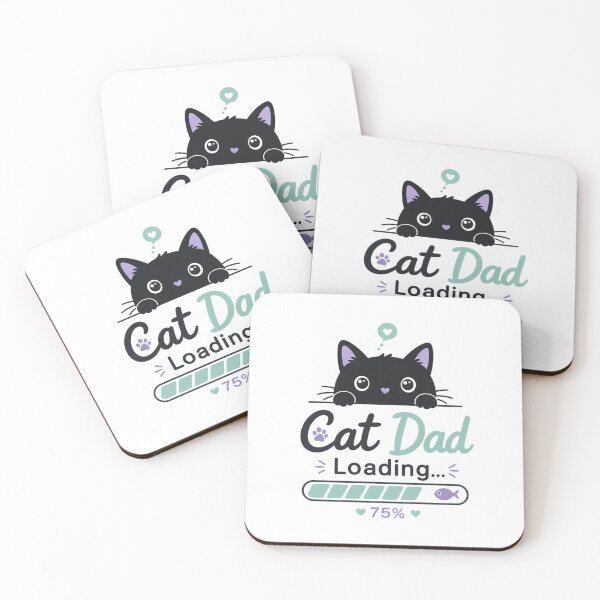 Item preview, Cat Dad Loading Minimalist Kawaii Black Cat T-Shirt Sticker designed and sold by Ashley critters.