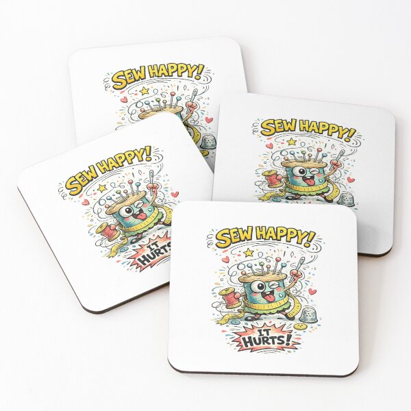 Item preview, Sew Happy... It Hurts! | Funny Retro Vintage Sewing Cartoon designed and sold by EverStitchStudio ★★★★★.