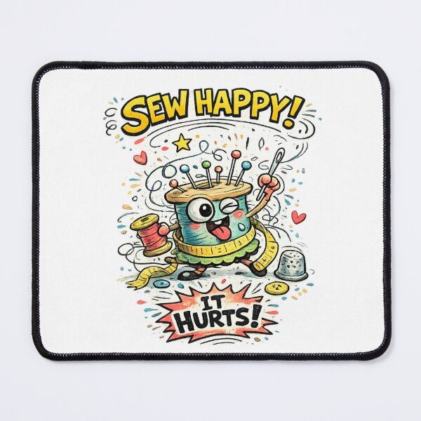 Item preview, Sew Happy... It Hurts! | Funny Retro Vintage Sewing Cartoon designed and sold by EverStitchStudio ★★★★★.