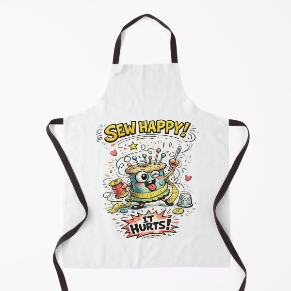Item preview, Sew Happy... It Hurts! | Funny Retro Vintage Sewing Cartoon designed and sold by EverStitchStudio ★★★★★.