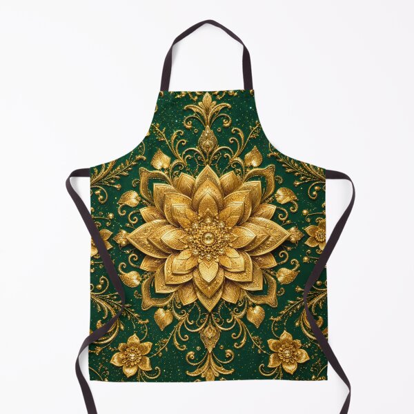 Item preview, Luxury Gold Floral Mandala Wall Art | Emerald Green & Gold Ornate Botanical Decor designed and sold by aminz4.