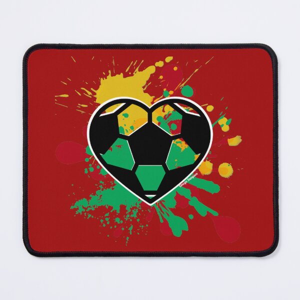 Item preview, Red Green and yellow paint splatter Soccer Heart designed and sold by artbyomega.