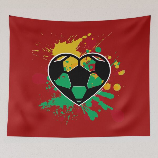 Item preview, Red Green and yellow paint splatter Soccer Heart designed and sold by artbyomega.