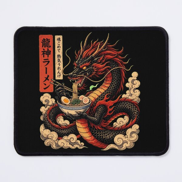 Item preview, Traditional Japanese Red Dragon Eating Ramen Noodles Art designed and sold by Vermanartist.