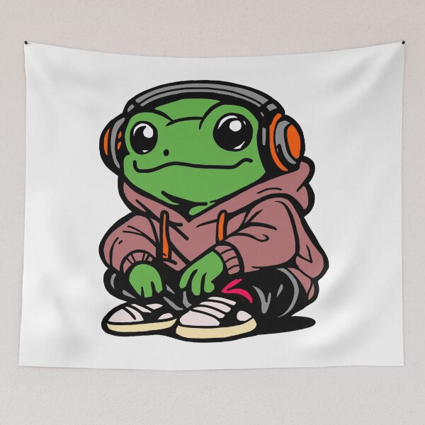 Item preview, Cute Frog DJ With Headphones Cartoon | Funny Gamer Frog Hoodie Style designed and sold by muhammadkhafidh.