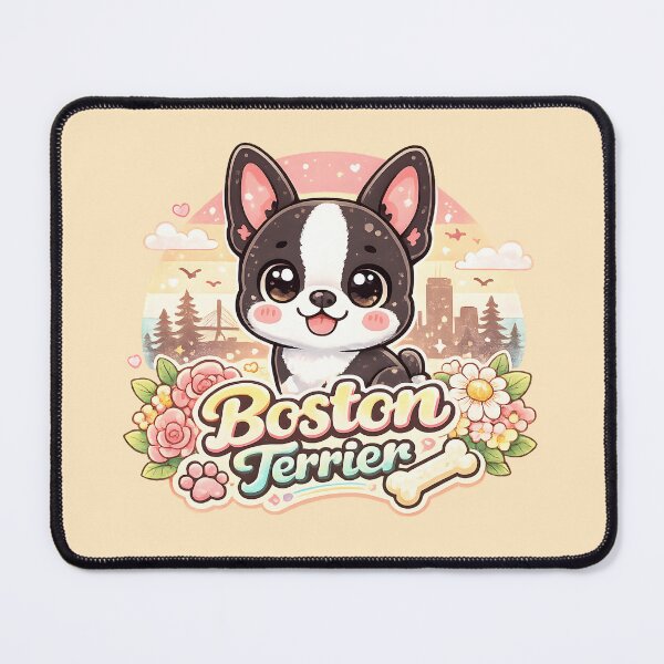 Item preview, Boston Terrier Blossom Sunset – Cute Kawaii Dog Lover Design designed and sold by blankTeeShirt.