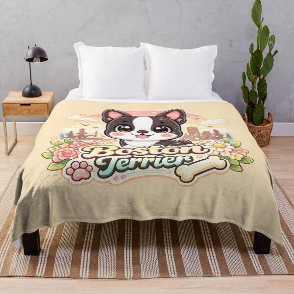 Item preview, Boston Terrier Blossom Sunset – Cute Kawaii Dog Lover Design designed and sold by blankTeeShirt.