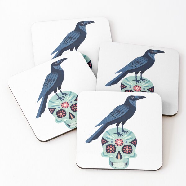Item preview, Scandinavian Folk Art, Raven Standing On a Skull designed and sold by xiao xuans.